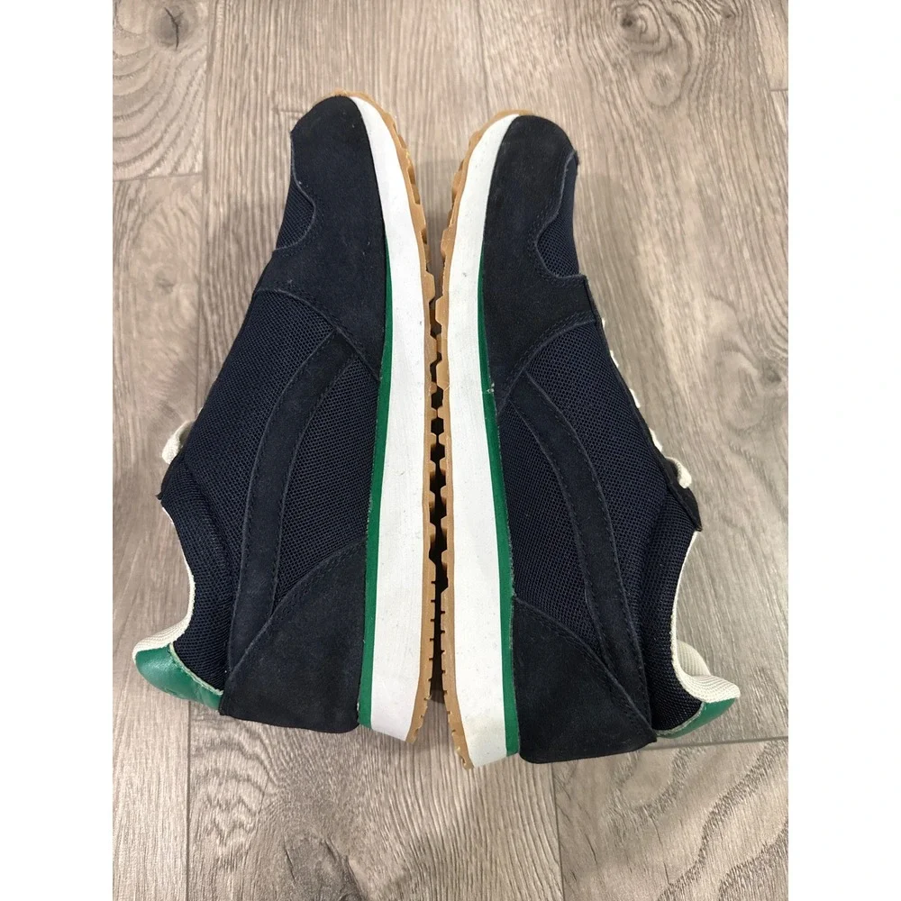 J.Crew Womens Navy‎ Blue Suede Mesh Trainers Sneakers Green Accents 7.5